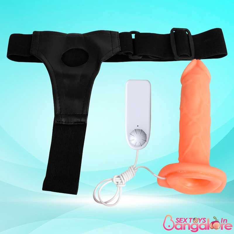 LeLuv 8 Male Hollow Vibrating Strap On SO-015