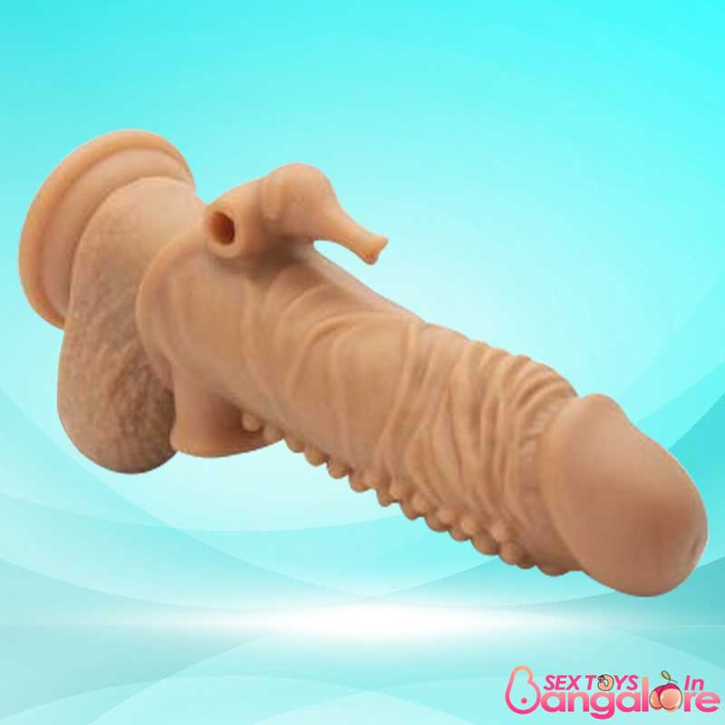 Vibrating Silicone Dotted Penis Sleeve PES-036